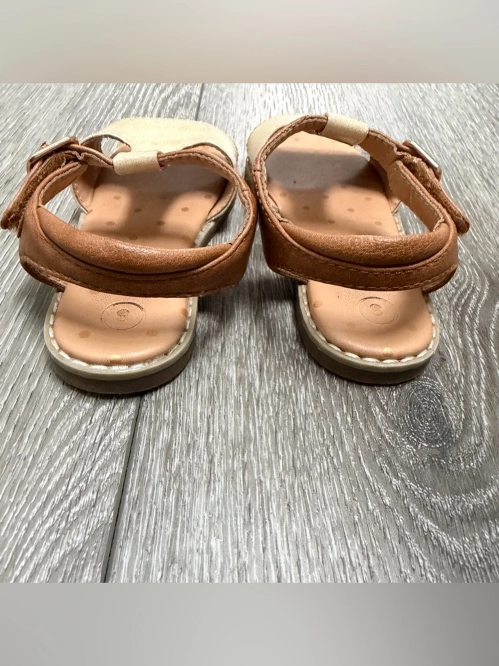 CAT AND JACK T STRAP HOOK AND LOOP CLOSURE SANDALS BROWN SPARKLE GOLD TODDLER 8